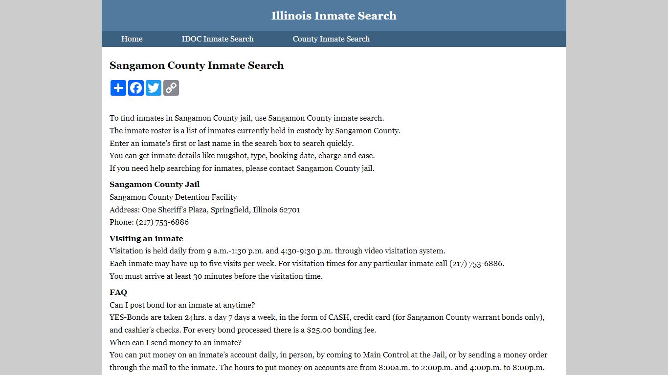 Sangamon County Inmate Search