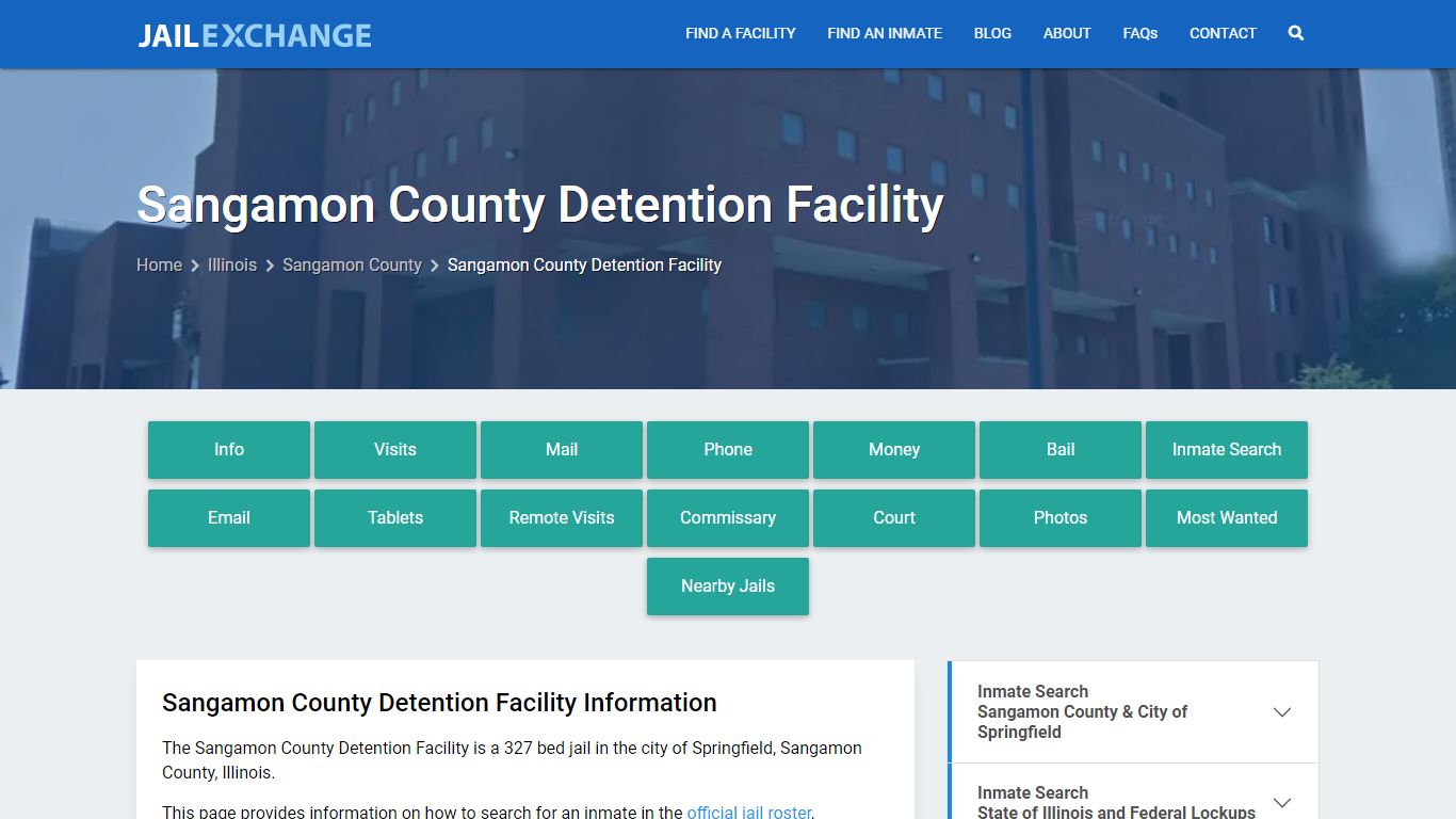 Sangamon County Detention Facility, IL Inmate Search, Information